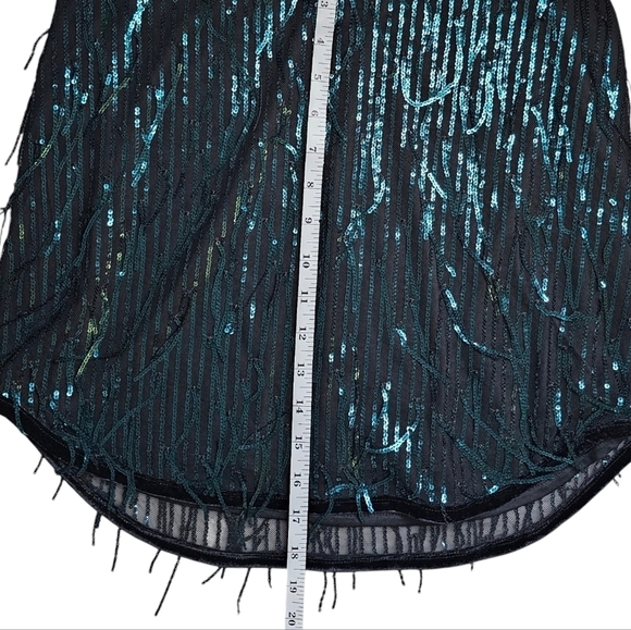 Avec Les Filles Swiftie Esthetic Teal Sequin Fringe Mini Skirt small - Picture 10 of 10